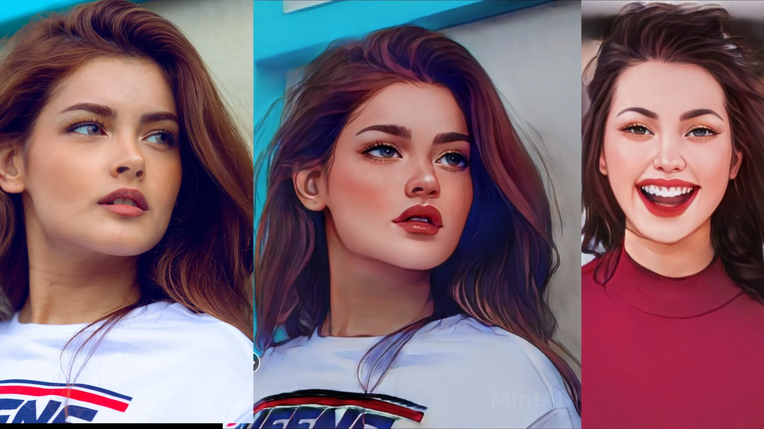 مثال لتحويل صورة شخصية إلى رسم كرتوني باستخدام تطبيق ToonMe مع مقارنة بين الصورة الأصلية والنتيجة الفنية