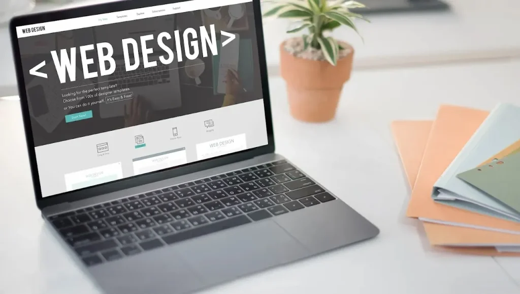 واجهة تصميم ويب حديثة تعرض شاشة هاتف وحاسوب مع عناصر رقمية متصلة، بما ينسجم مع مقال اتجاهات تصميم الويب لعام 2025