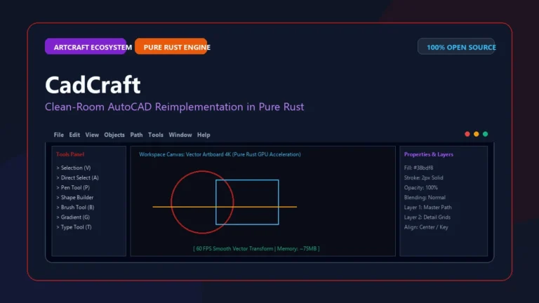 برنامج CadCraft: أقوى بديل أوتوكاد مجاني للكمبيوتر بمحرك Rust