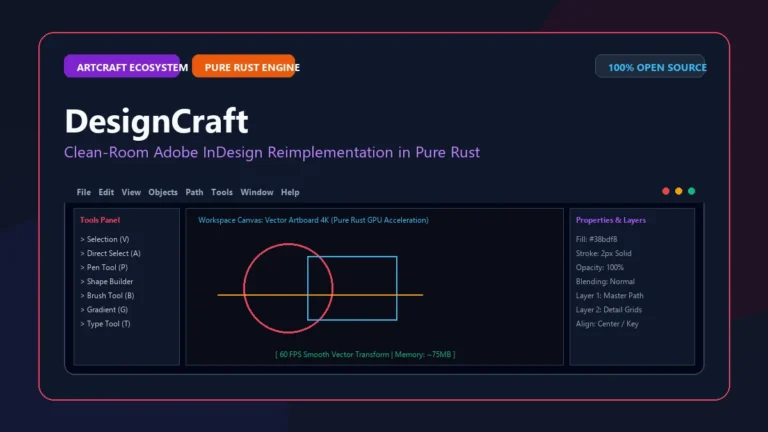 برنامج DesignCraft: أقوى بديل إنديزاين مجاني للكمبيوتر بمحرك Rust