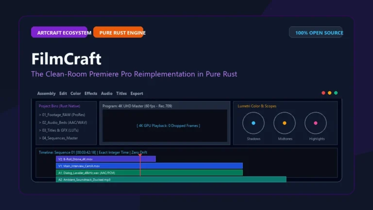 برنامج FilmCraft: أقوى بديل بريمير مجاني للكمبيوتر بمحرك Rust